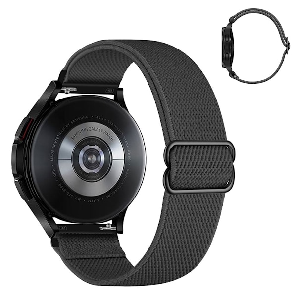 20 mm universellt elastiskt klockarmband i nylon - Mörkgrå Silvergrå