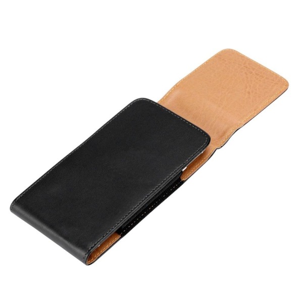 Universal cowhide leather waist phone pouch - Black Size: L Black