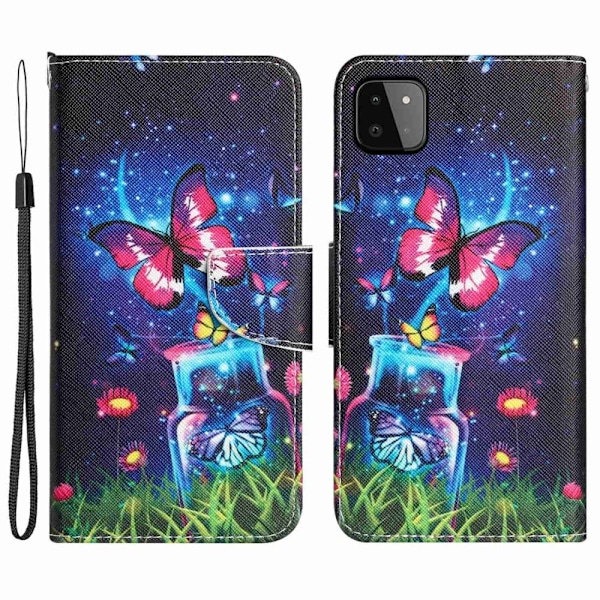 Wonderland Samsung Galaxy A22 5G Läppäkotelo - Bottle / Perhonen Multicolor