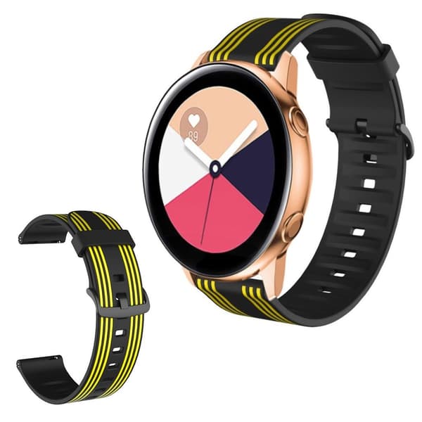 20 mm Twill-farvet urrem til Amazfit- og Huawei-ure - Sort / Gul Black