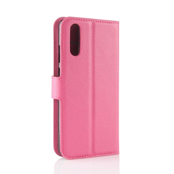 Huawei P20 litchi tekstur PU læder flip etui - Rose Pink