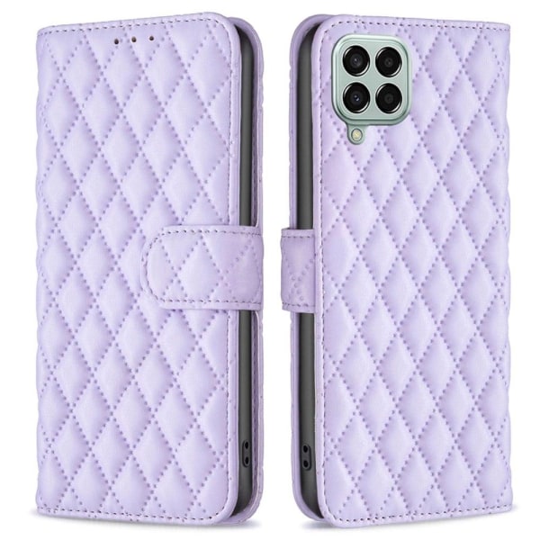 Rhombus Mønster Matte Flip Etui til Samsung Galaxy M33 5g - Lill Purple