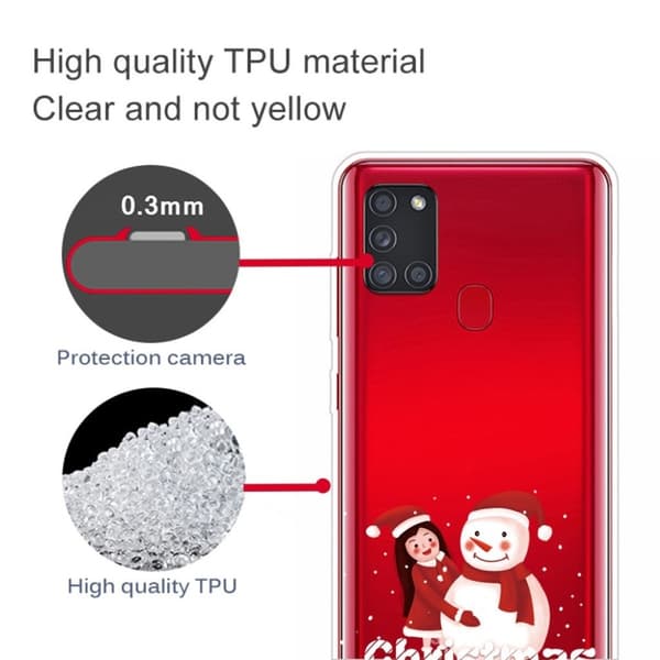 Juletaske til Samsung Galaxy A21s - Pige Og Snemand Transparent