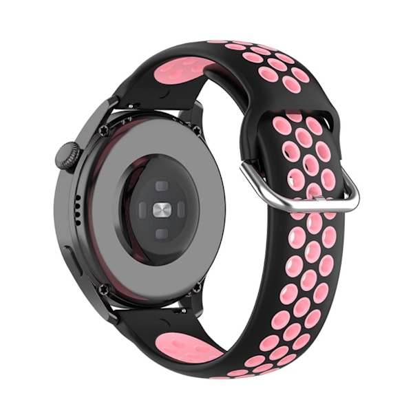 Ticwatch GTX / Pro tofarvet silikone urrem - Sort / Lyserød Pink