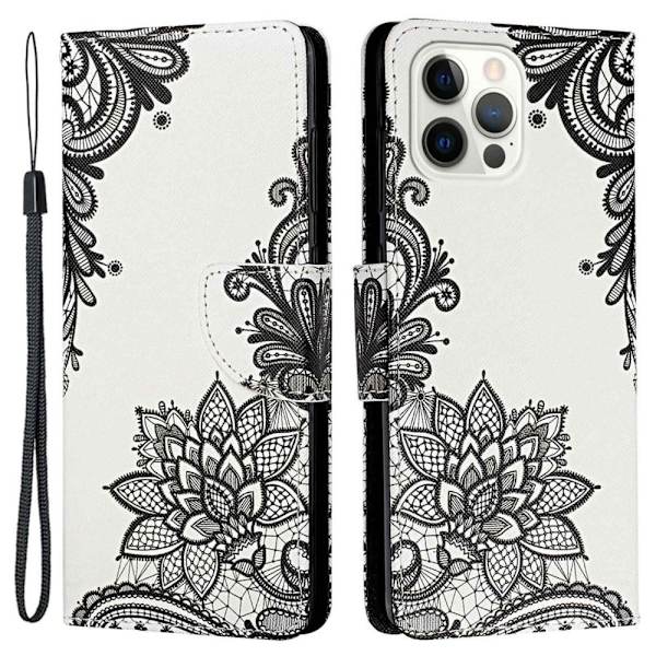 Wonderland iPhone 14 Pro Max Flippetui - Lace Blomst Black