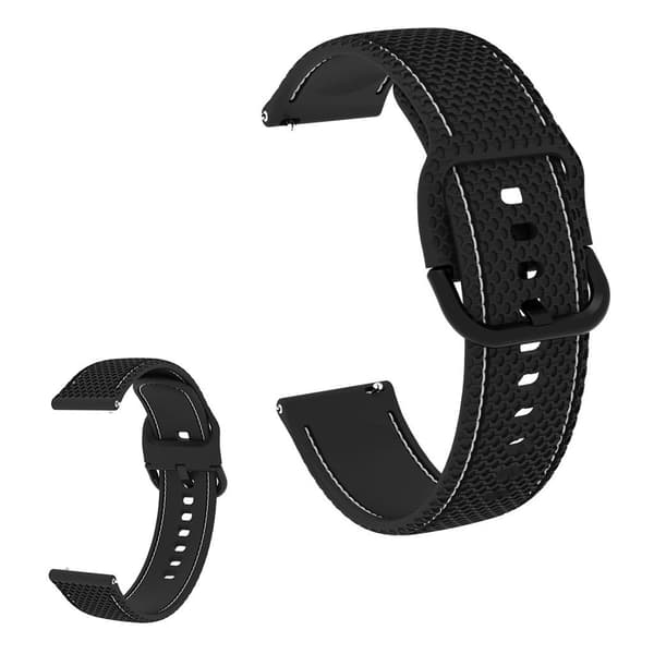 20 mm klockarmband i silikon med universell linjedesign - Svart / Vit Svart