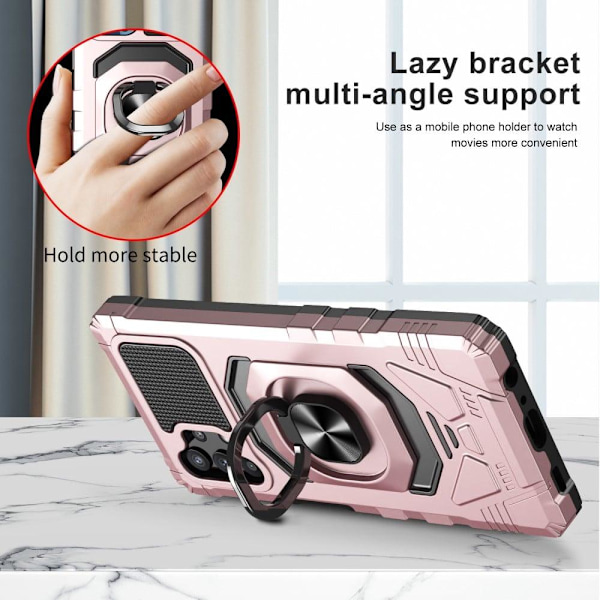 Slitstarkt hårdplastskal med mjuk insida och kickstand för Samsung Galaxy M32 5G / A32 5G - Roséguld Rosa