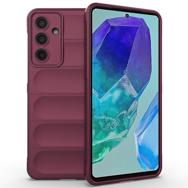 Mjukt greppformat Samsung Galaxy M55 skal - Vinröd Röd