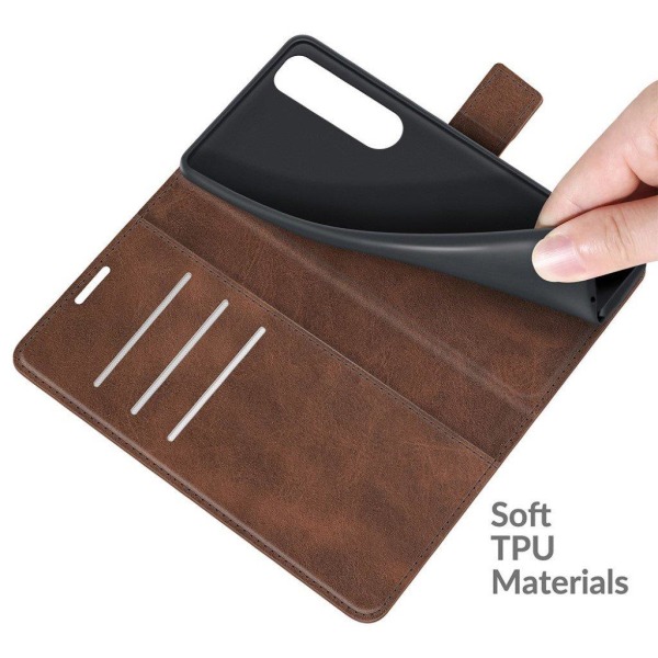 Wallet-style Læder Etui til Sony Xperia 5 Iii - Kaffe Brown