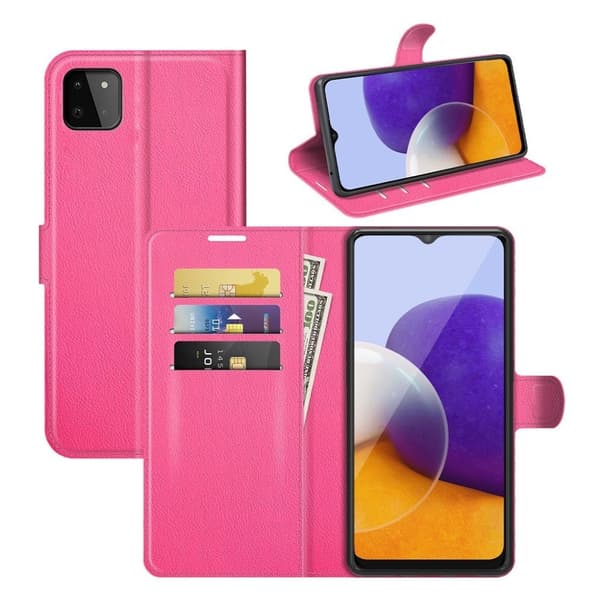 Classic Samsung Galaxy A22 5G Läppäkotelo - Rose Pink