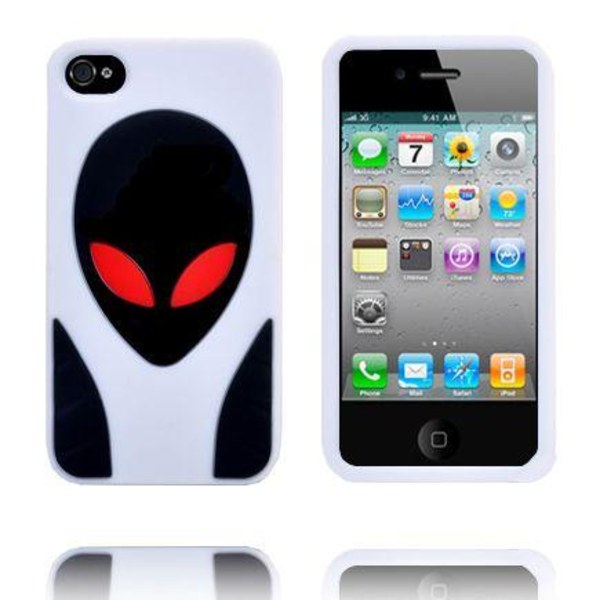 Alien Invasion (Vit) iPhone 4S Silikonskal