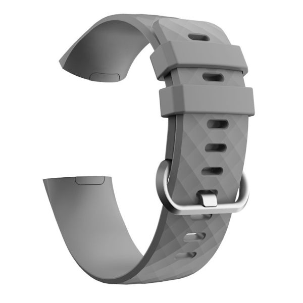 Fitbit Charge 3 flexibelt klockarmband i silikon - Storlek: L / Grå Silvergrå