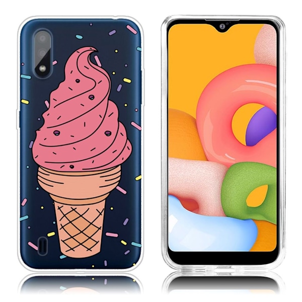 Deco Samsung Galaxy A01 kuoret - Vaaleanpunainen jäätelö Multicolor