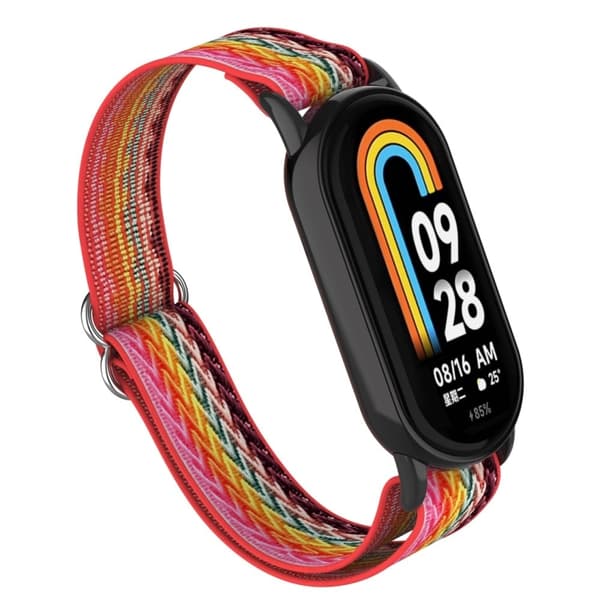 Xiaomi Smart Band 9 / 8 Nylon Wave Pattern Watch Strap Metal Clasp Justerbar armbånd - Farverig Multicolor