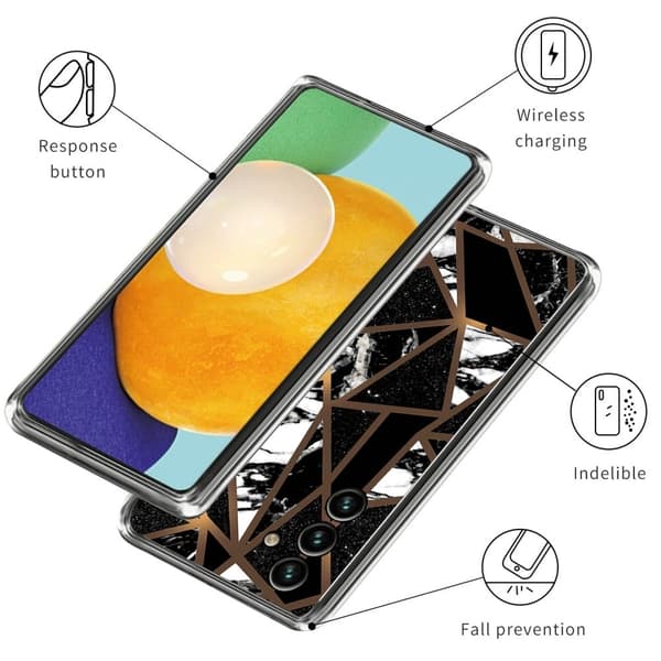Marble Samsung Galaxy A24 4G Etui - Black Tile Fragmenter Black