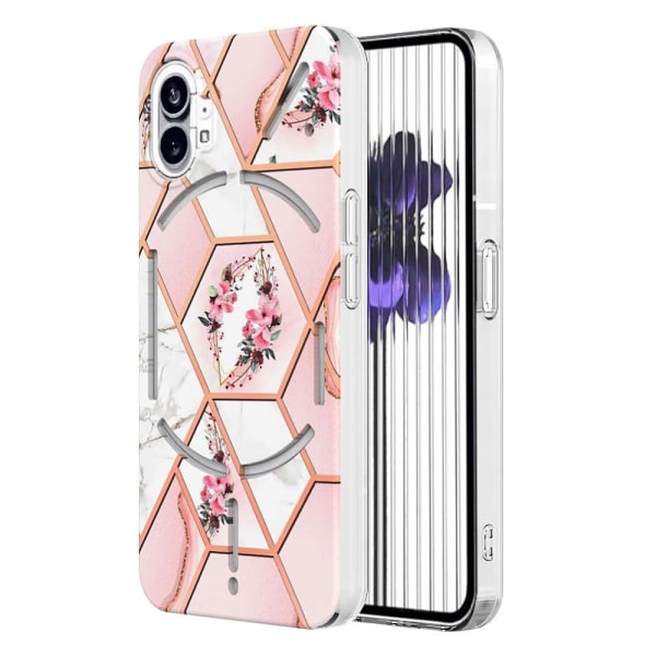 Marble Nothing Phone (1) Etui - Lyserøde Blomster Pink
