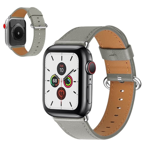 Apple Watch Series 5 / 4 40mm urrem i ægte læder - Grå Silver grey