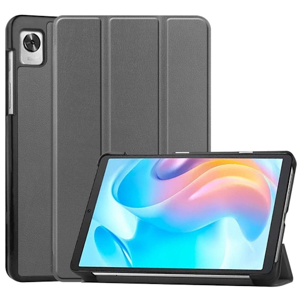 Tri-fold læderstativ-etui til Realme Pad Mini - Grå Silver grey