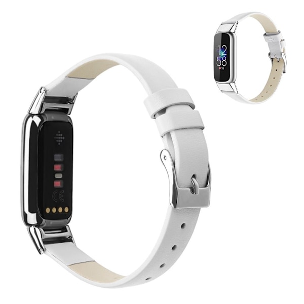 Fitbit Luxe klockarmband i äkta läder - Vit / Storlek: S Vit