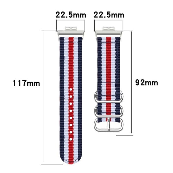 Huawei Watch Fit nylon pattern watch band - Blue / White / Red / Black multifärg