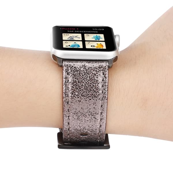 Apple Watch Series 8 (41mm) ægte læderrem i glitterstil - Grå Silver grey