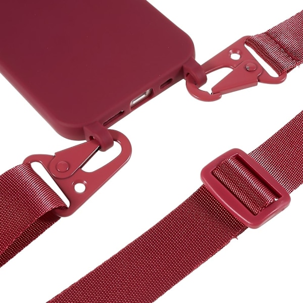 Ohut TPU-kotelo, jossa on mattapintainen viimeistely ja säädettävä hihna iPhone 12 Pro Max - Punainen Red