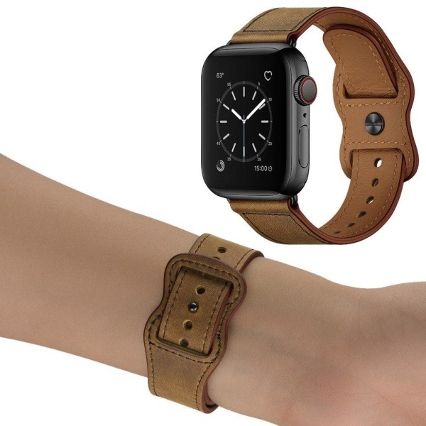 Apple Watch Series 6 / 5 40mm ainutlaatuinen aito nahkainen ranneke - Tumman Ruskea Brown