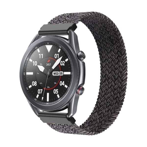 Samsung Galaxy Watch 3 (45 mm) elastisk nylon-urrem - Metallisk Sort Størrelse: L Black