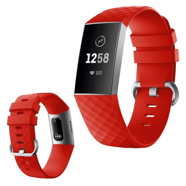 Fitbit Charge 4 / 3 diamond pattern watch band - Red Size: L Röd