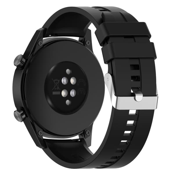 20 mm universal justerbar klokkerem i silikon - Spenne I Sølvfarget Stål / Svart Black