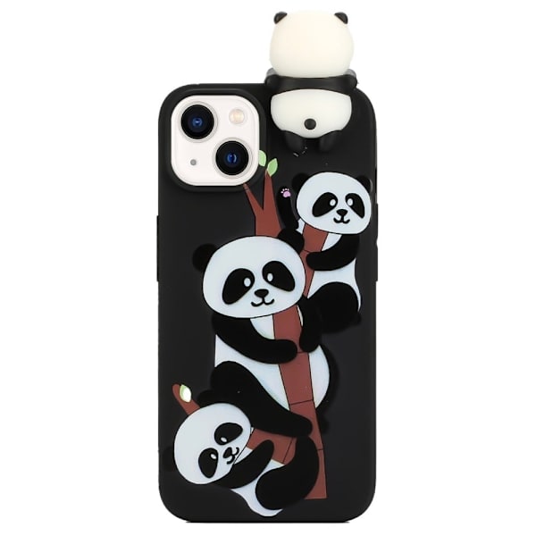 Cute 3d iPhone 14 Plus Etui - Tre Pandaer Black