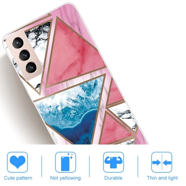 Marble Samsung Galaxy S22 Plus Etui - Hvit / Blå / Rose Trekant Multicolor