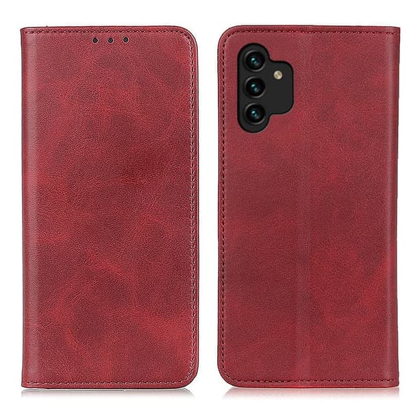 Flip Etui med Pung i ægte Læder til Samsung Galaxy A13 4G - Rød Red