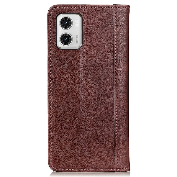 Äkta läder Motorola Moto G73 fodral med magnetisk stängning Brun