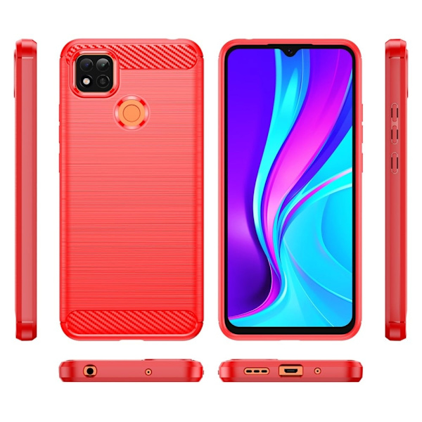 Carbon Flex Suojakotelo Xiaomi Poco C3 / C31 / 9 Activ - Punainen Red
