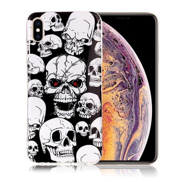 Noctilucent IMD fleksibelt etui til iPhone XS Max 6,5 tommer - Seje Kranier Silver grey