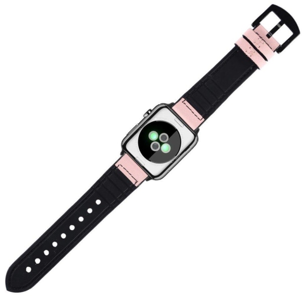 Apple Watch Series 5 44 mm klockarmband i äkta läder och silikon - Rosa Rosa