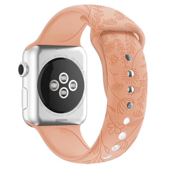 Apple Watch (45mm) sød urrem i silikone med tryk - Orange Blomst Orange