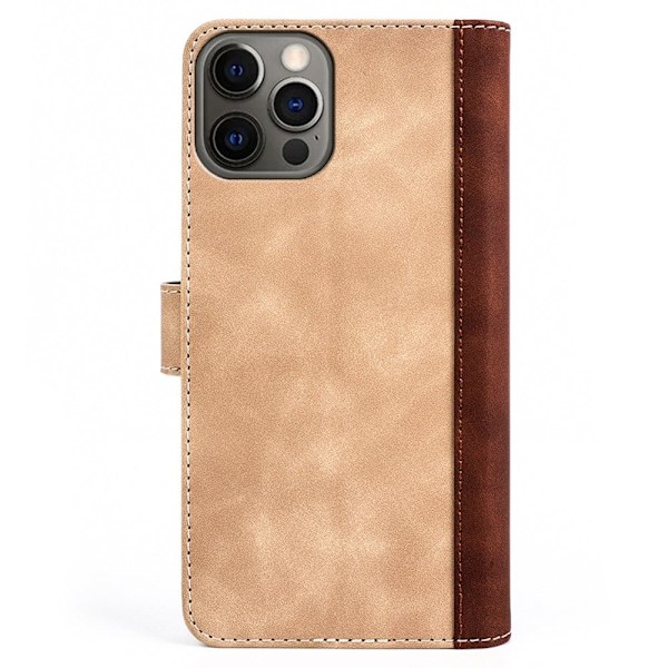 Tvåfärgat iPhone 12 / iPhone 12 Pro fodral i läder - Gul Gul