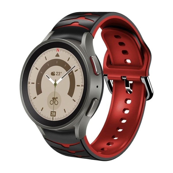 Samsung Galaxy Watch 5 / 5 Pro / 4 buet linje stil silikone urrem - Sort / Rød Red
