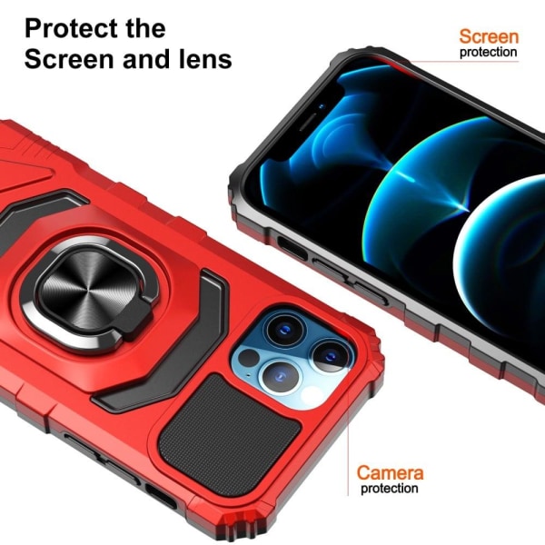 Kestävä kova muovisuojus pehmeällä sisäpuolella ja potkulaudalla iPhone 12 Pro Maxille - Punainen Red