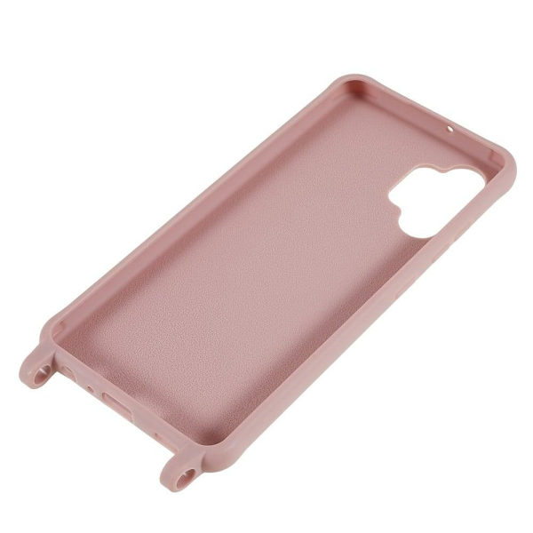Tunt TPU-fodral med matt yta och justerbar rem för Samsung Galaxy A32 - Mörkrosa Rosa