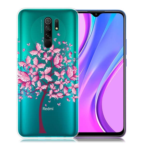 Butterfly läder Xiaomi Redmi 9 fodral - Rosa Rosa