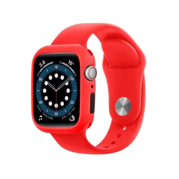 Apple Watch Series 6 / 5 44mm karkkivärinen silikonikehys - Punainen / Musta Red