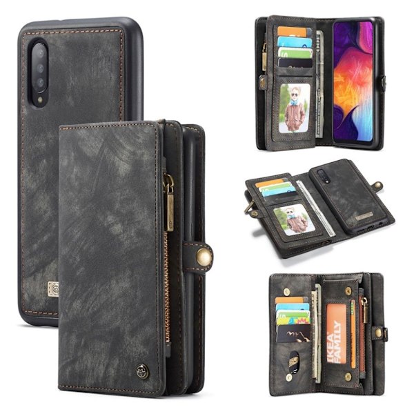 CaseMe Samsung Galaxy A50 Zipper Wallet Etui - Sort Black