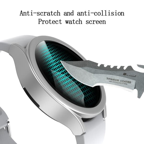 Samsung Galaxy Watch 4 (44mm) matte cover with tempered glass screen protector - Silver Silvergrå