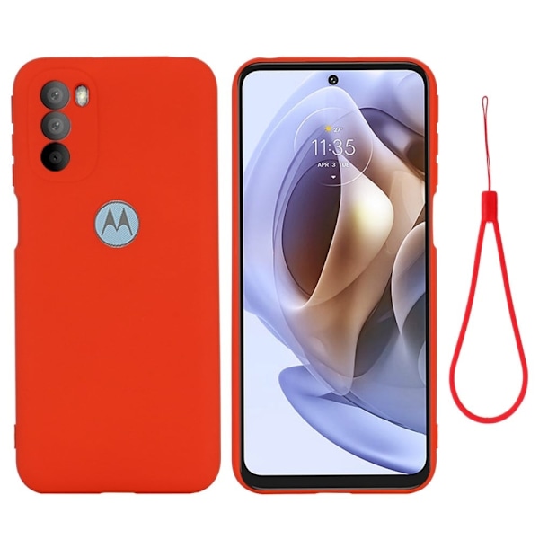 Matt Motorola Moto G51 5G skal av flytande silikon - Röd Röd
