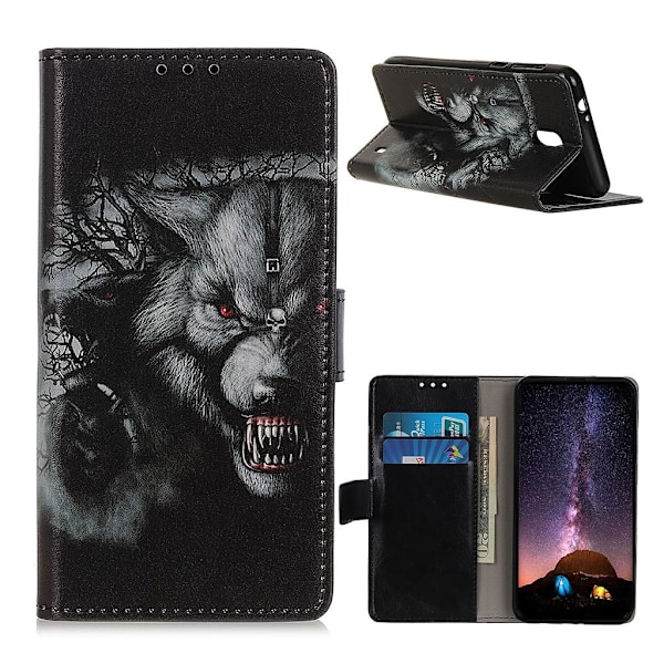 Nokia En Plus Folio Læretui - Fierce Wolf Black