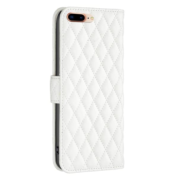 Rombemønster, matt flip-deksel for iPhone 7 Plus - Hvit White