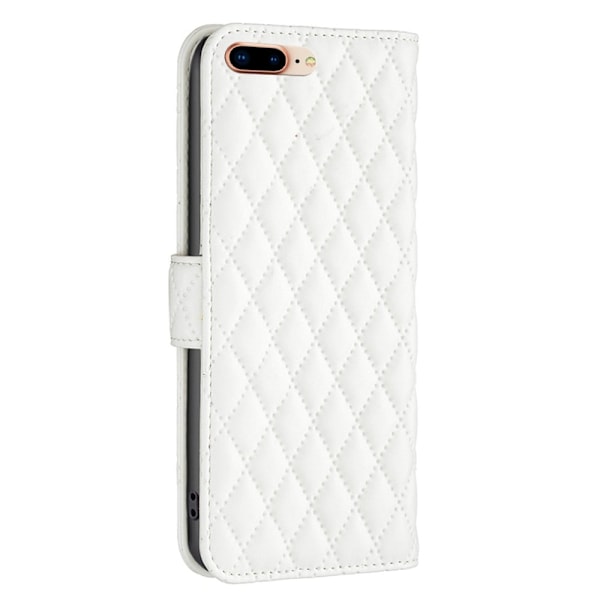 Rombuskuvioinen matta läppäkotelo iPhone 7 Plus - Valkoinen White